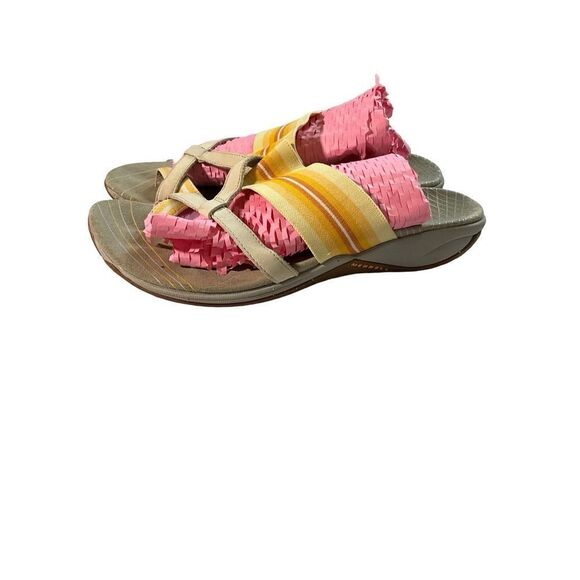 Merrell Yellow and Cream Slip On Sandal with Flip Flop Toe - Picture 2 of 11